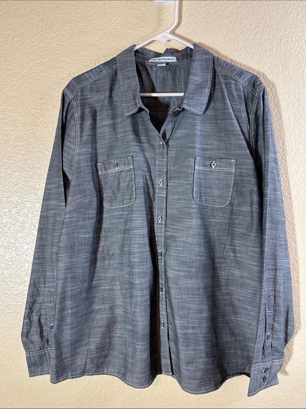 Port Authority Gray Women's Button-Up Shirt size XXL